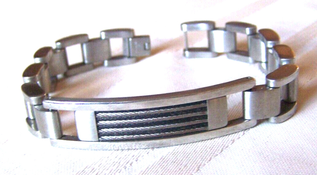 Fancy Heavy EDFORCE Stainless Steel Link ID Style Bracelet | 8” 79.8g 13.25mm
