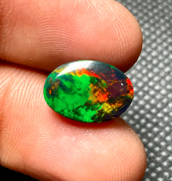 NATURAL WELO FIRE Black Ethiopian Opal Cabochon Gemstone Top Quality Black Opal
