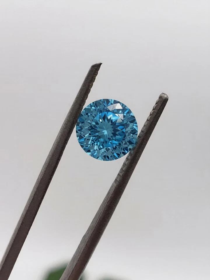2.00Ct Fancy Vivid Blue Lab Grown Moss Diamond Portuguese Round Cut Loose Stone