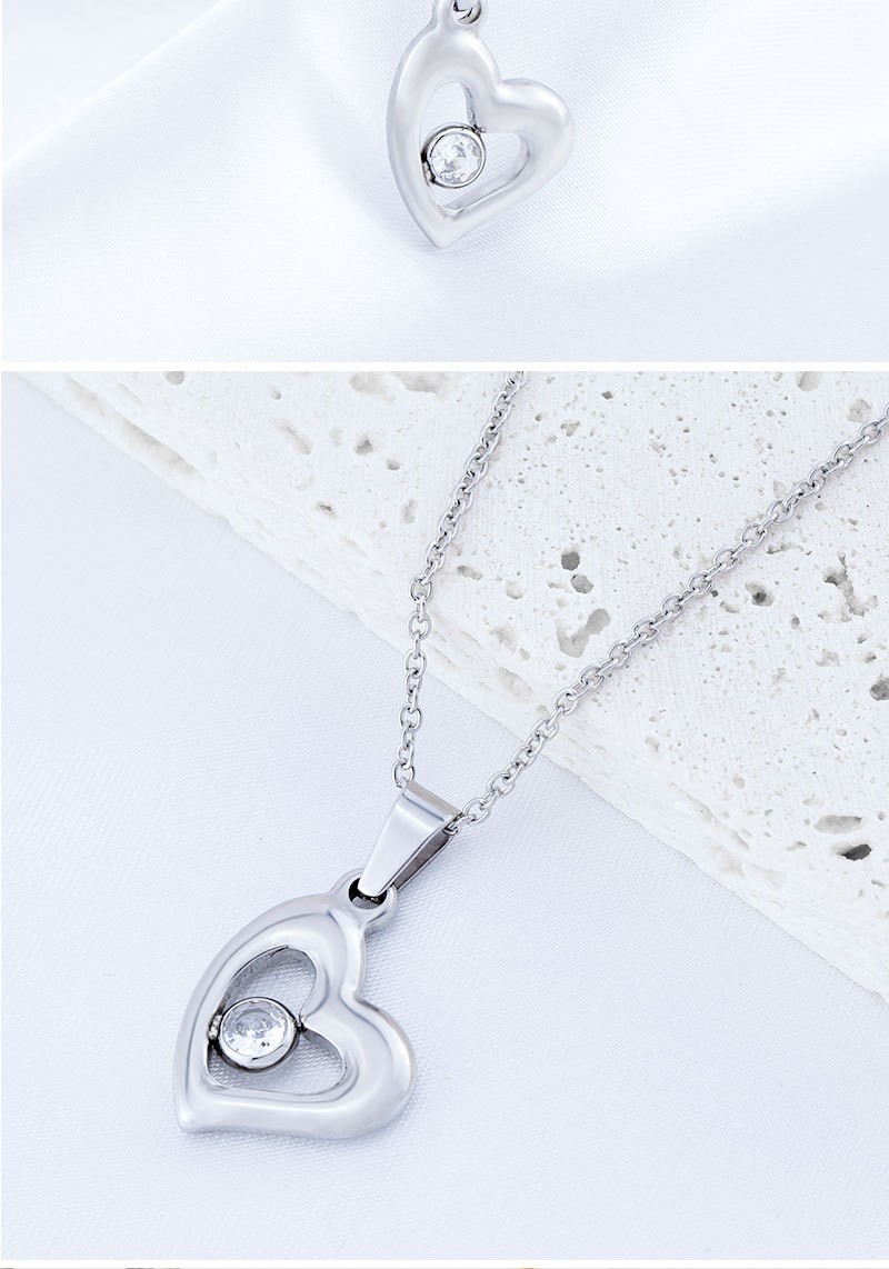 Hollow Heart Inlaid Zircon Necklace Elegant Daily Clavicle Chain For Women