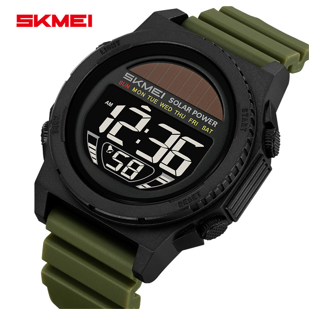 SKMEI Men Sport Watch Solar Power Wristwatch LED Boys Countdown Digital Watches