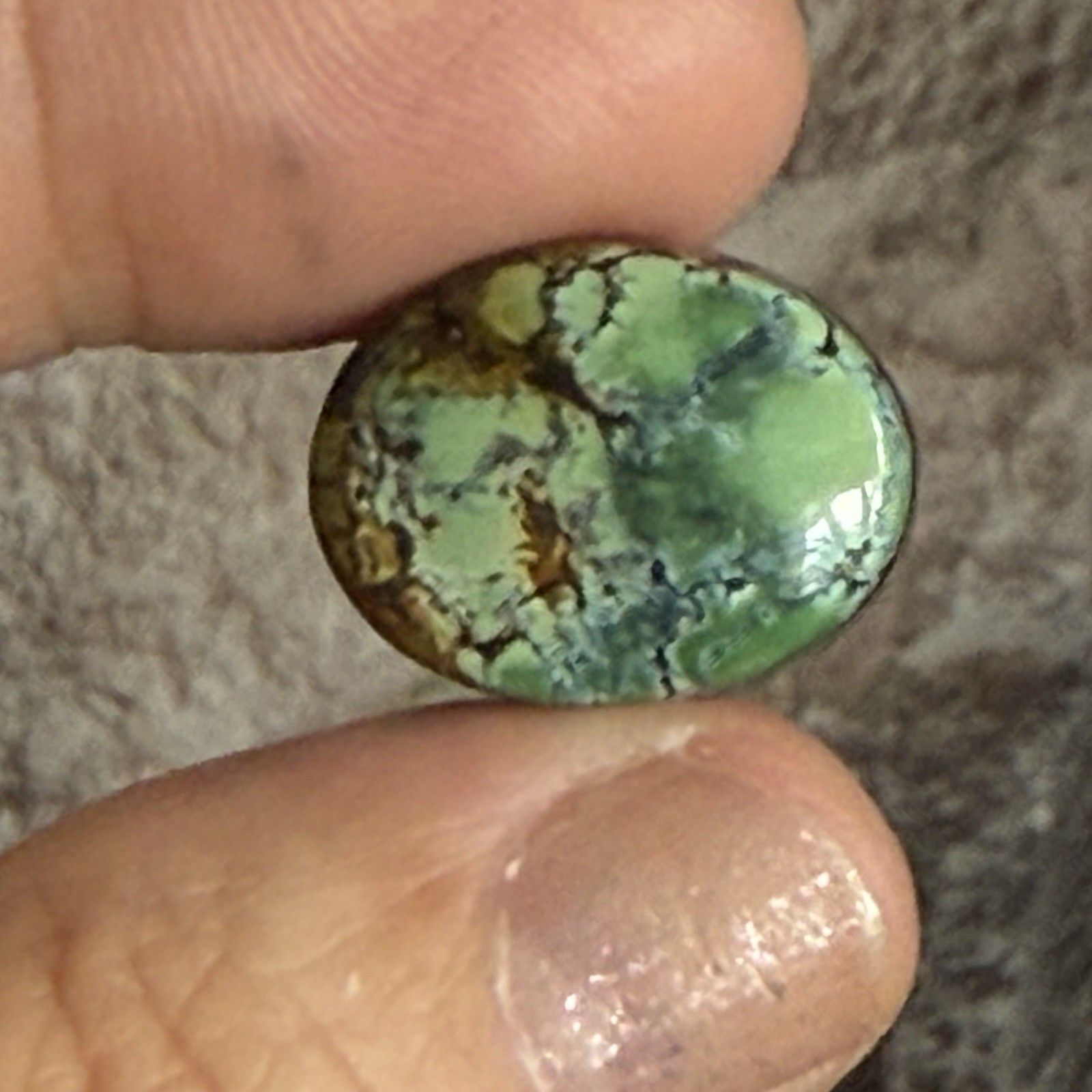 14.10ct 18.7c14.7×6.5mm Green Qingu Mine Turquoise Oval Cabochon Backed Stone