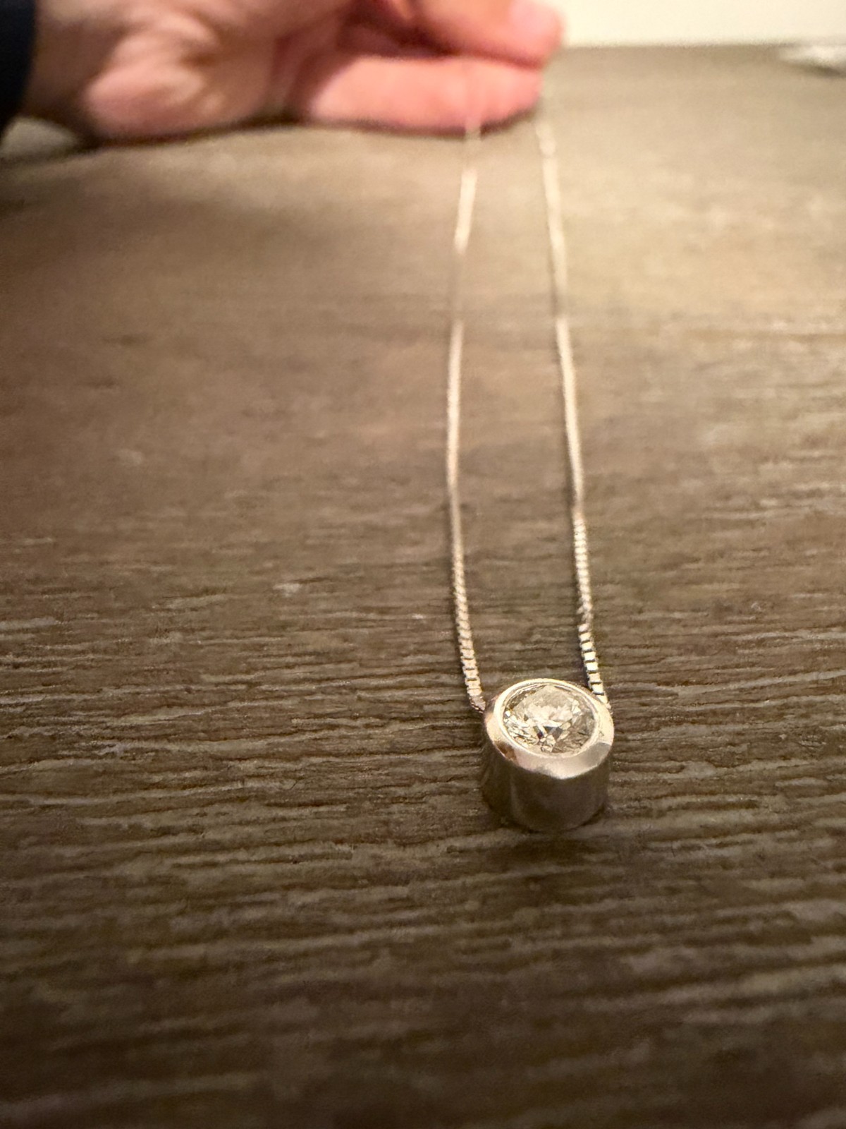 Natural 1/2-Carat Diamond Solitaire Necklace — 14K White Gold, Bezel Set