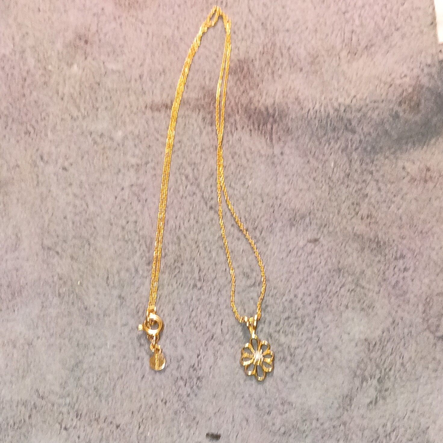 1/20th 14K Gold Tone Flower Charm Pendant Cable Chain Necklace Lobster