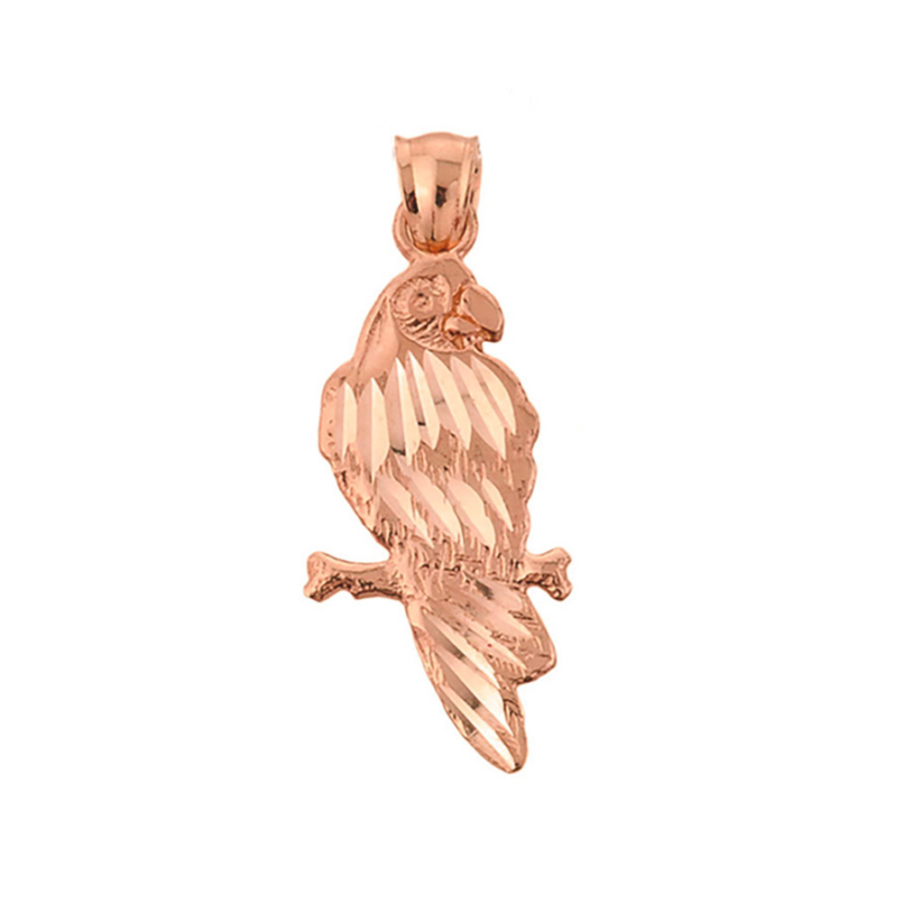 Solid Gold Parrot Pendant Necklace (Available In Yellow/Rose/White Gold)