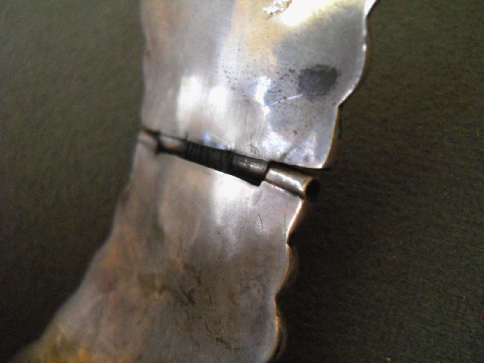1950s Collectible TAXCO Sterling Silver Hinged Clamper Fern Motif Cuff Bracelet