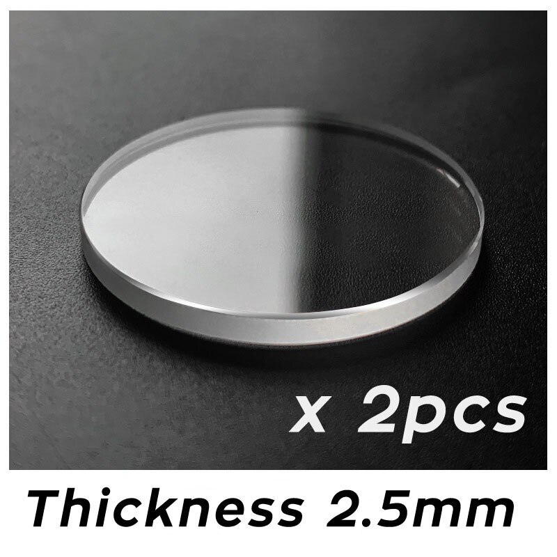 2PCS Flat 2.5mm Thickness Watch Crystal 27mm to 45mm Round Mineral Glass Parts