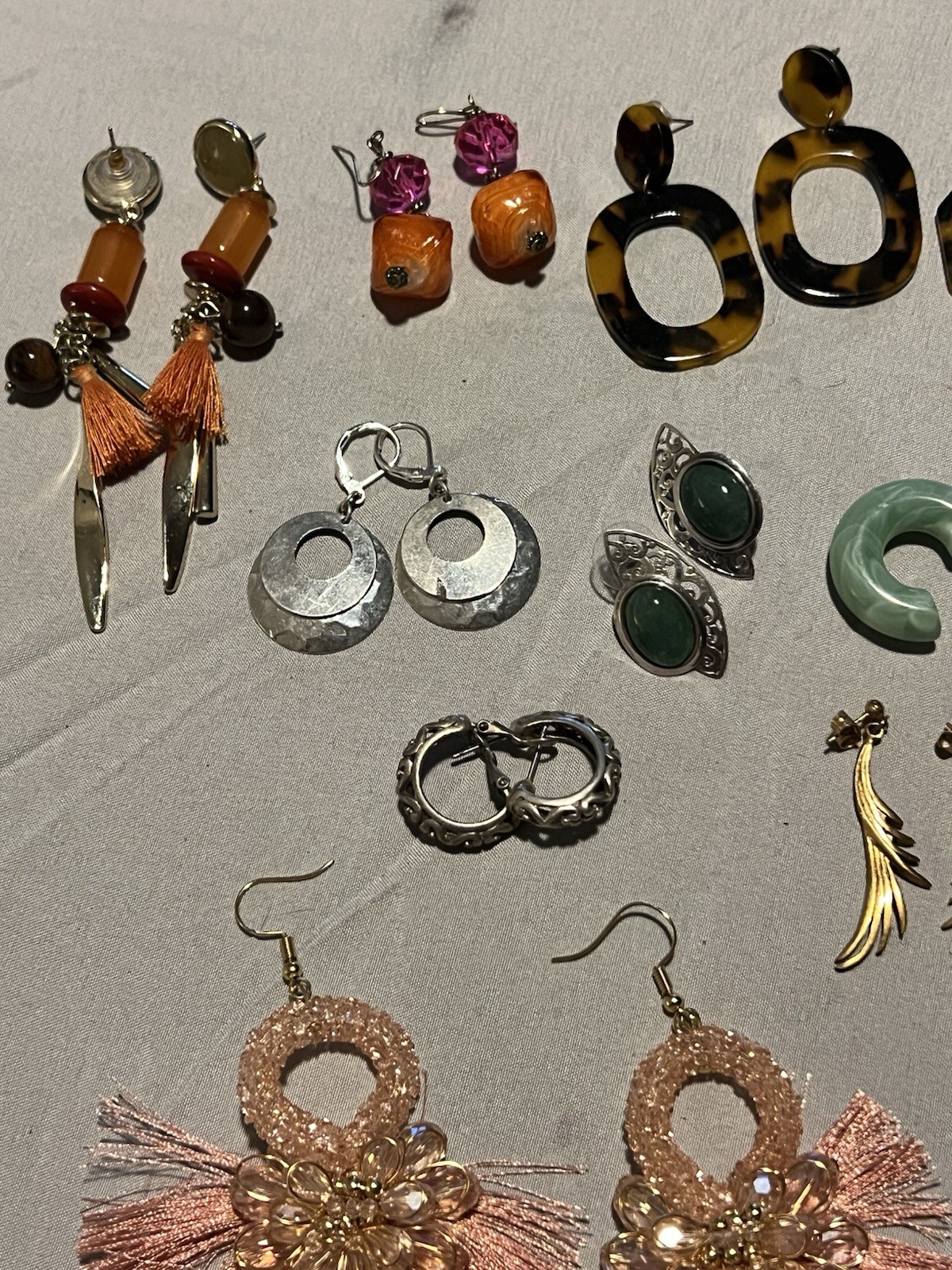 Earring and Ring Lot 1LB 3.6OZ 69 Items New And Used