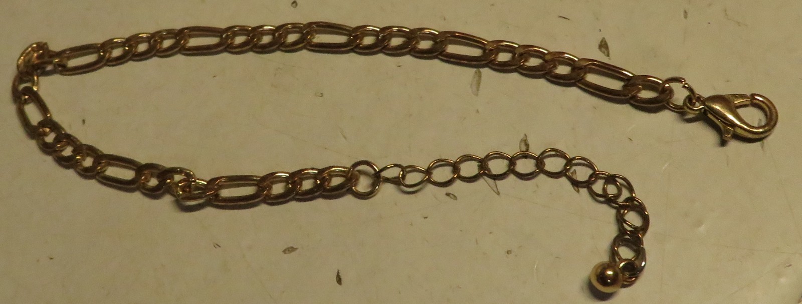 Vintage 7-9″ Adjustable Extender Figaro Link Bracelet Gold Tone Lobster Clasp GU