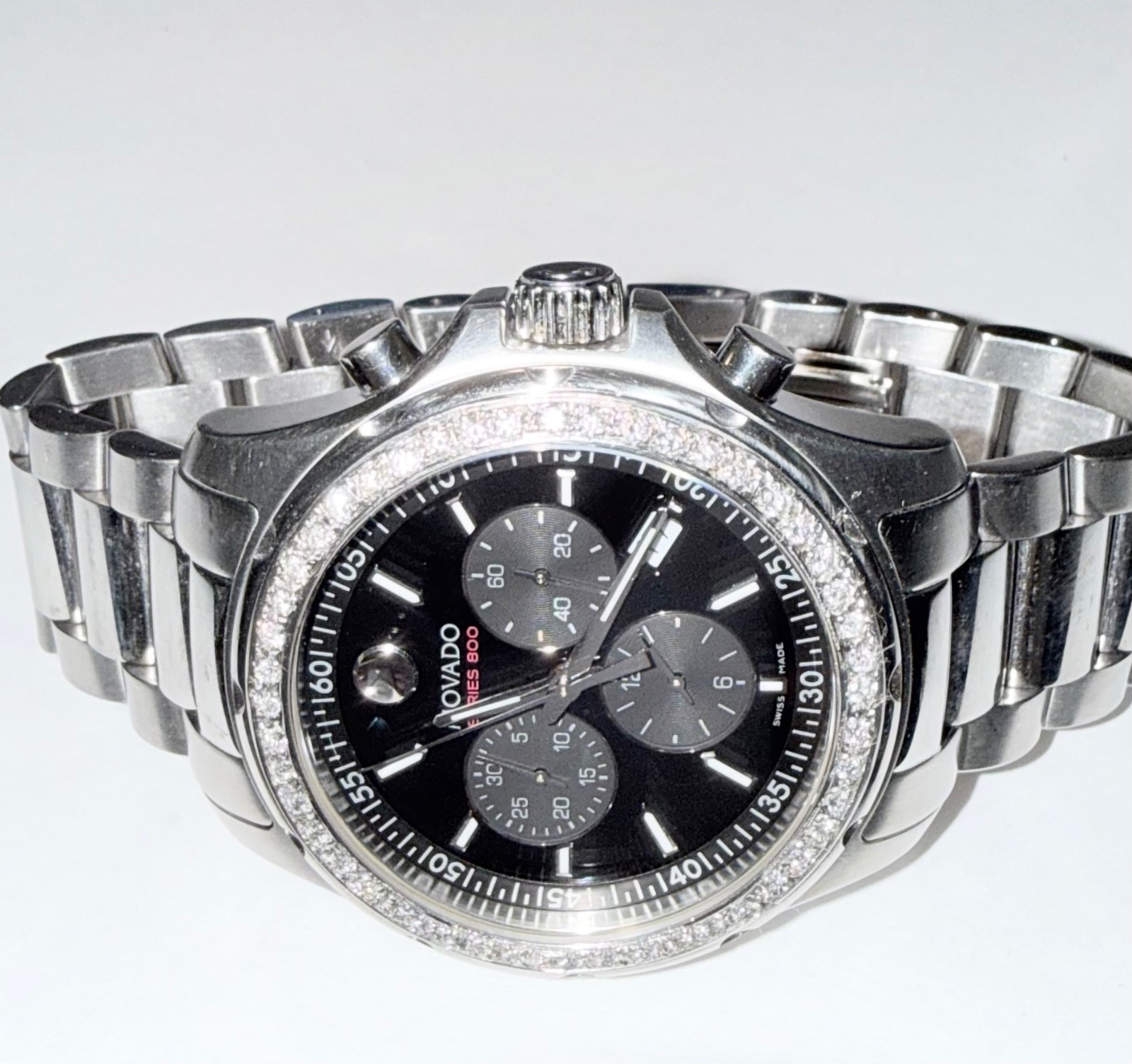 Authentic Movado Men’s Series 800 Chronograph Lab Grown Diamond Watch