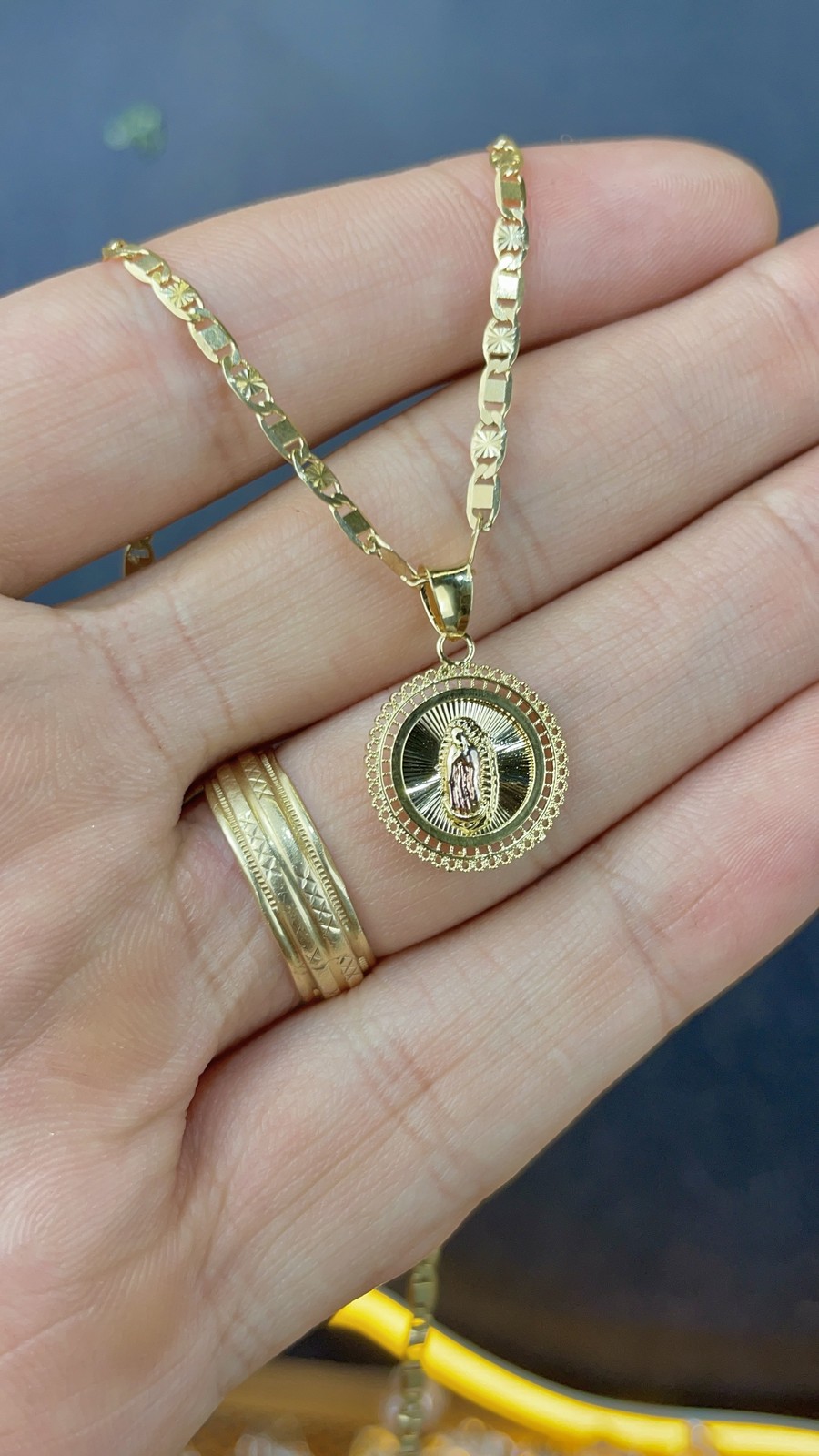 Minimalist Virgen de Guadalupe Necklace Pendant 17×15 for Womens Valentino Chain