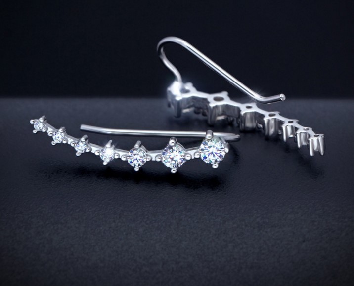 Women 925 Sterling Silver Ear Crawler Cuff Climber Hoop Pierced Earrings K50