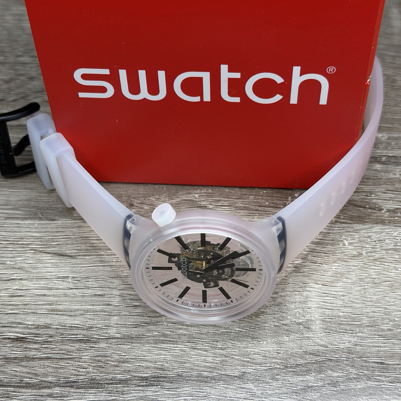 NEW✅SKELETON✅ Swatch Big Bold BLACKINJELLY Transparent Men’s Watch SO27E101