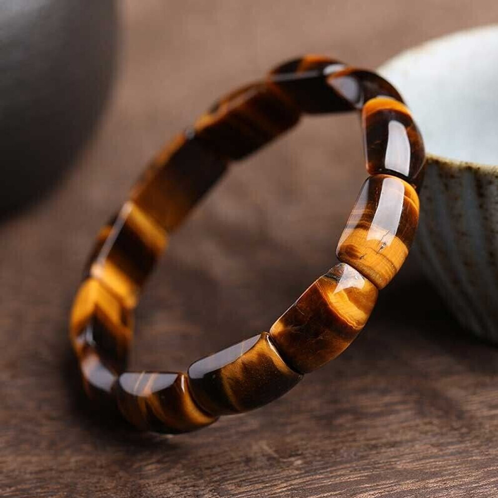 Natural Tiger’s Eye Stone Bracelet Brown Gemstone Stretch bracelet for Men USA