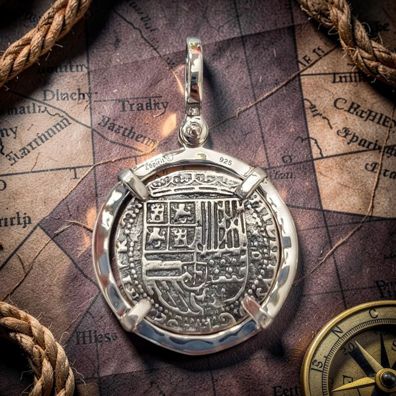 Atocha Silver Coin Pendant Sterling Hammered Bezel Shipwreck Certificate