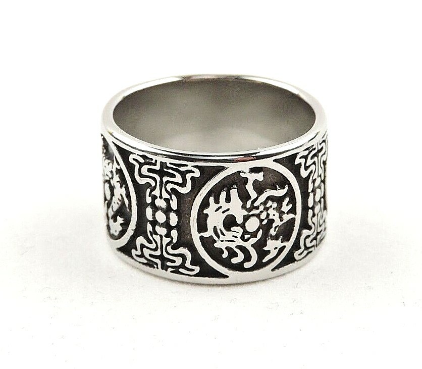 Stainless Steel Textured Wide Band Ring – Free Gift Packaging