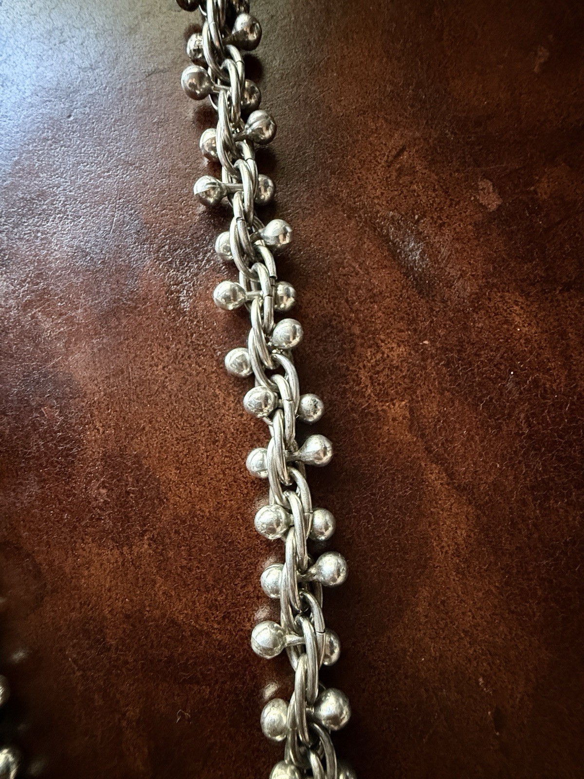 VTG Taxco Mexico Sterling DNA Link Peppercorn Necklace Spratling Style 122.9g