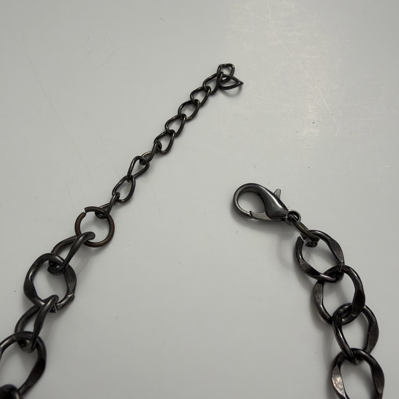 Vintage Cookie Lee Multi Strand Statement Necklace Agate Crystal Gunmetal Gray