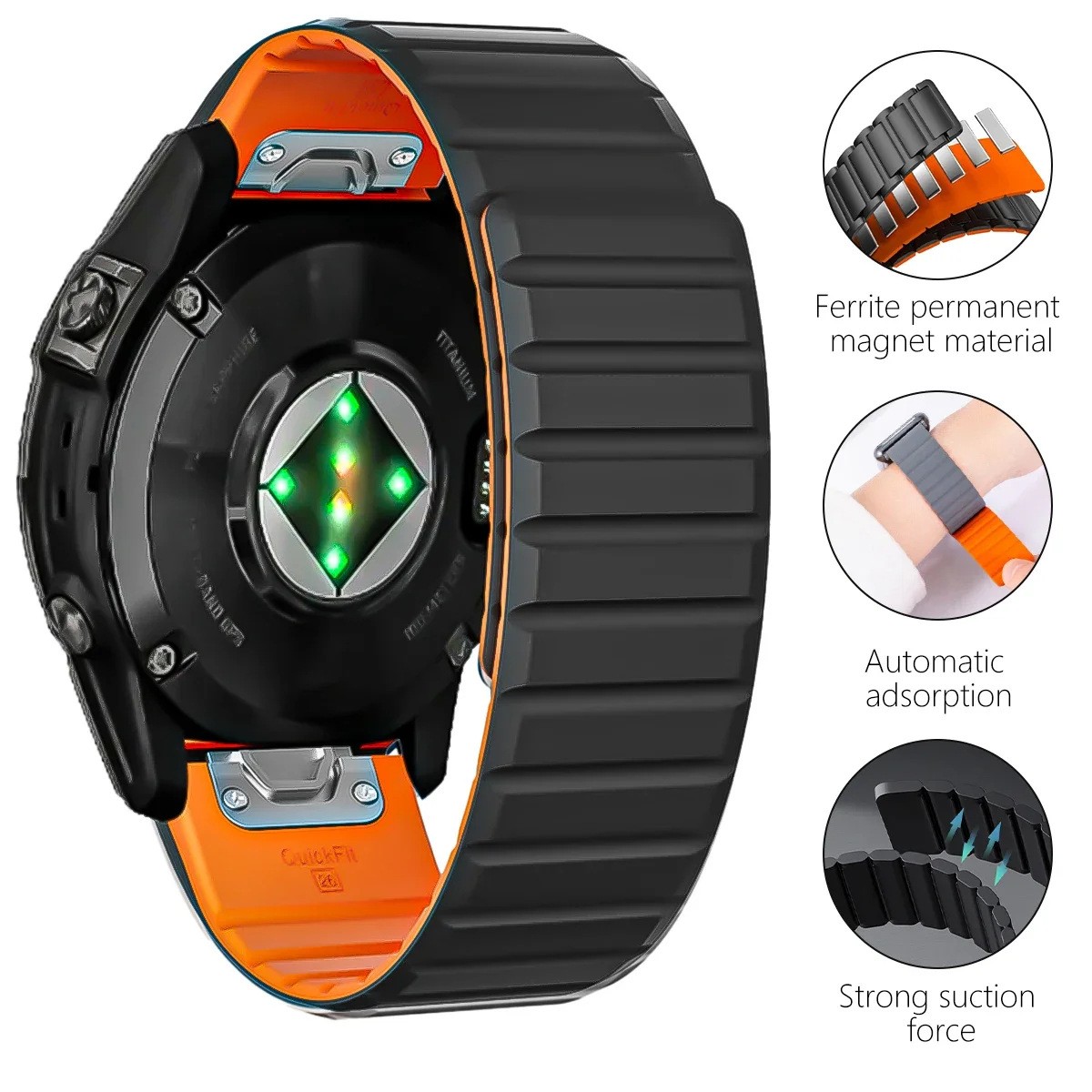 Silicone Watch Strap Flexible Waterproof Durable Band for Garmin Fenix7X/6/5