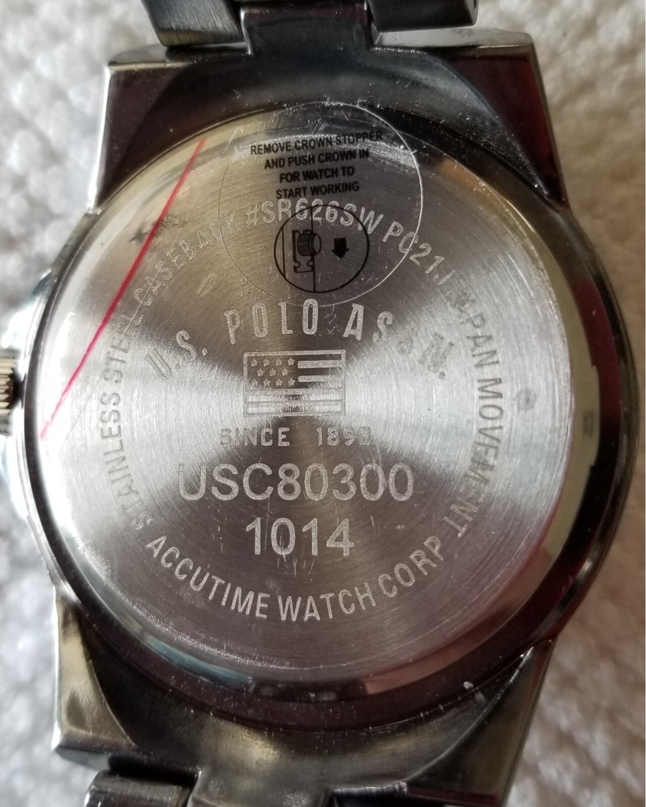 U.S. Polo Assn. Two Tone Watch USC80300 Silver Dial Link Band 8″ New Battery