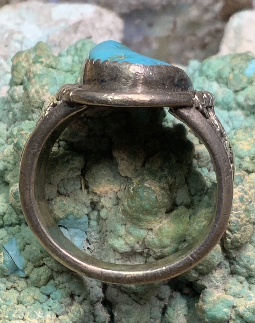 Native American Navajo “Will Denetdale” Sterling Silver & Turquoise Ring, 10.7g