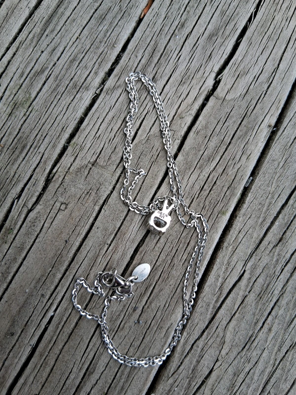 Vtg Sterling Silver Necklace Clear CZ Solitaire Dainty 18″ BE CN 925 Herricle