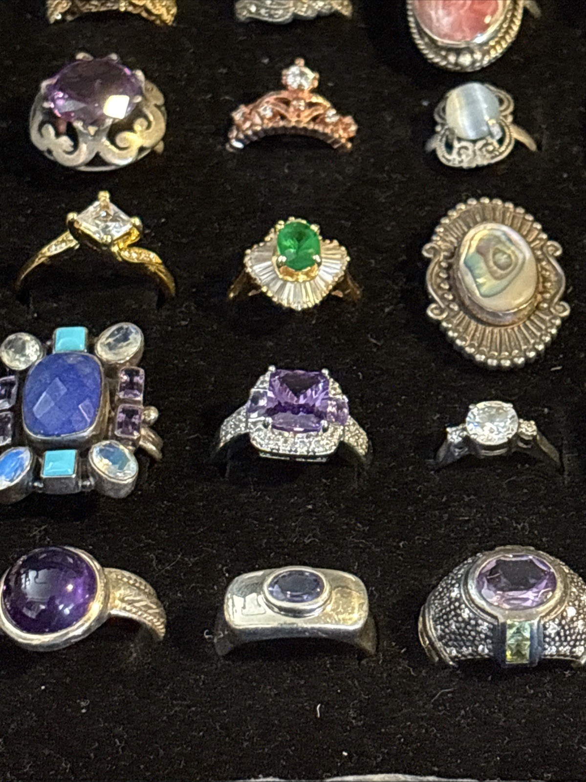 925/ Sterling 72 Rings Of Diff Sizes ,Stones And Styles Vtg / newCollection