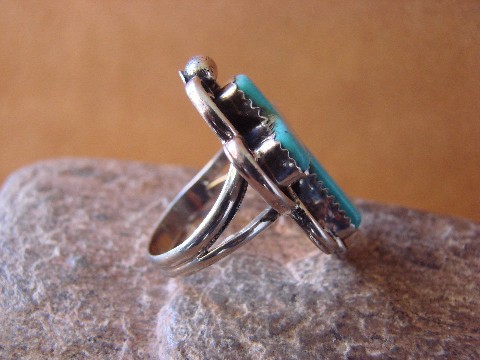 Native American Nickle Silver Turquoise Cross Ring Size 6 1/2 by Phoebe Tolta