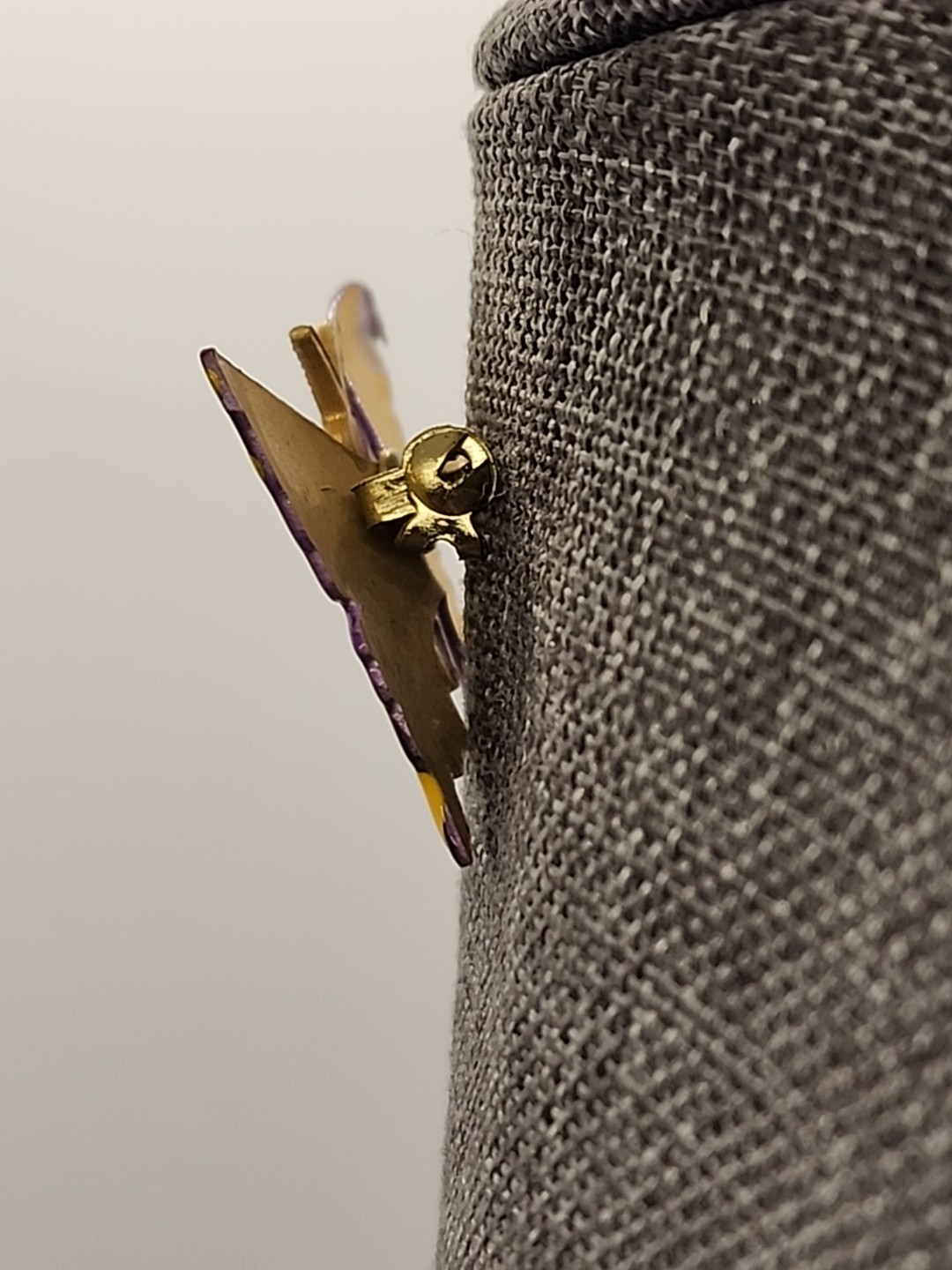 Vintage 1970’s Purple Yellow Enamel Butterfly Korea Signed