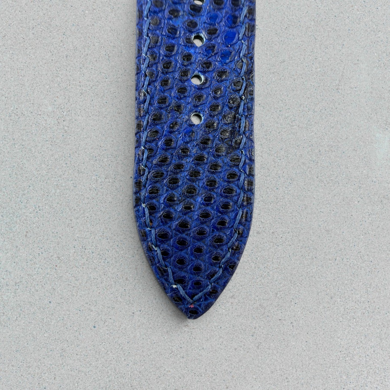 Genuine Lizard Leather Watch Band Strap 22mm Blue Handmade 316L Buckle