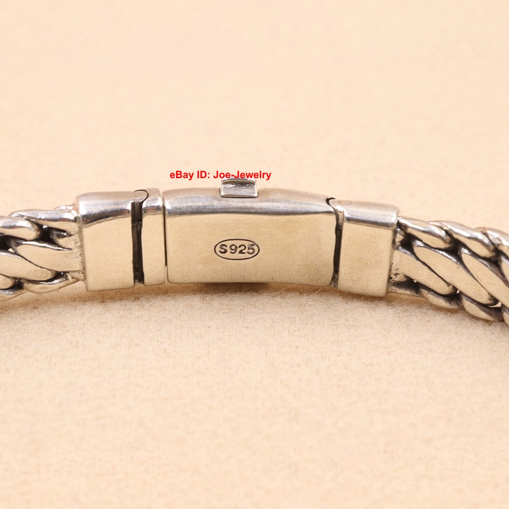 Solid 925 Sterling Silver 10mm Curb Link Chain Women Men’s Bracelet 8.26inch