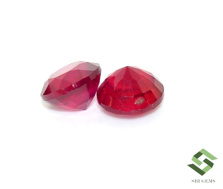 9 mm Natural Ruby Round Cut Pair 8.86 CTS Faceted Loose Gemstones GF