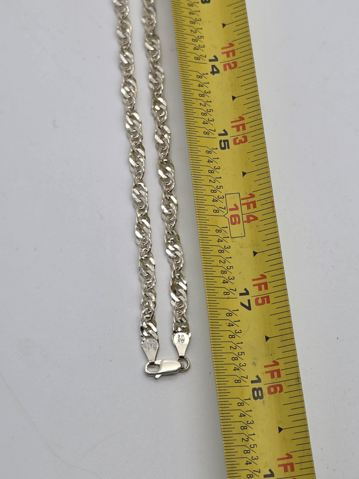 Sterling Silver 36″ Singapore Chain Necklace 36.3g Milor Made In Italy