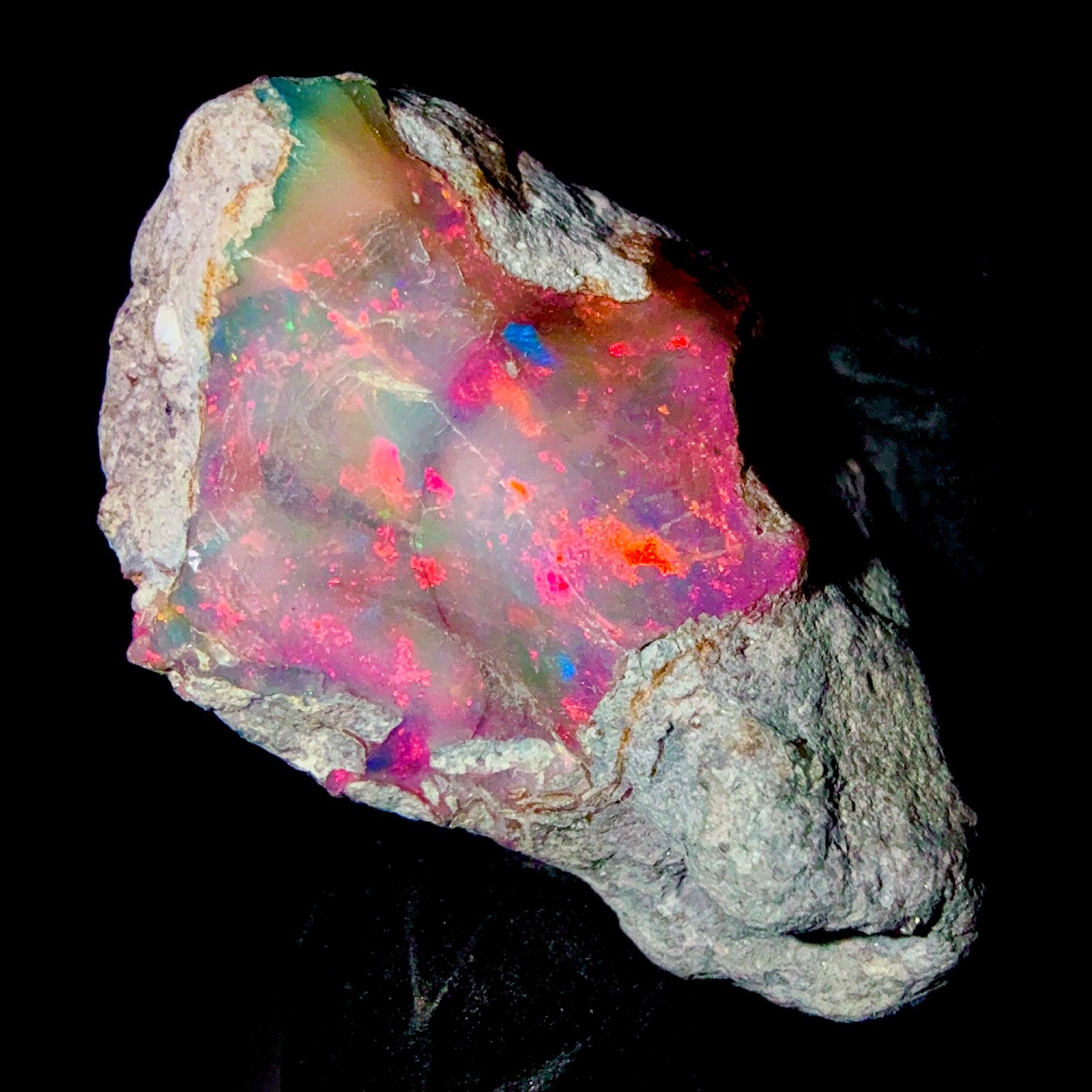 10 Ct Opal Rough, Jewelry Grade Black Welo Ethiopian Opal Rough, Multi Fire Opal