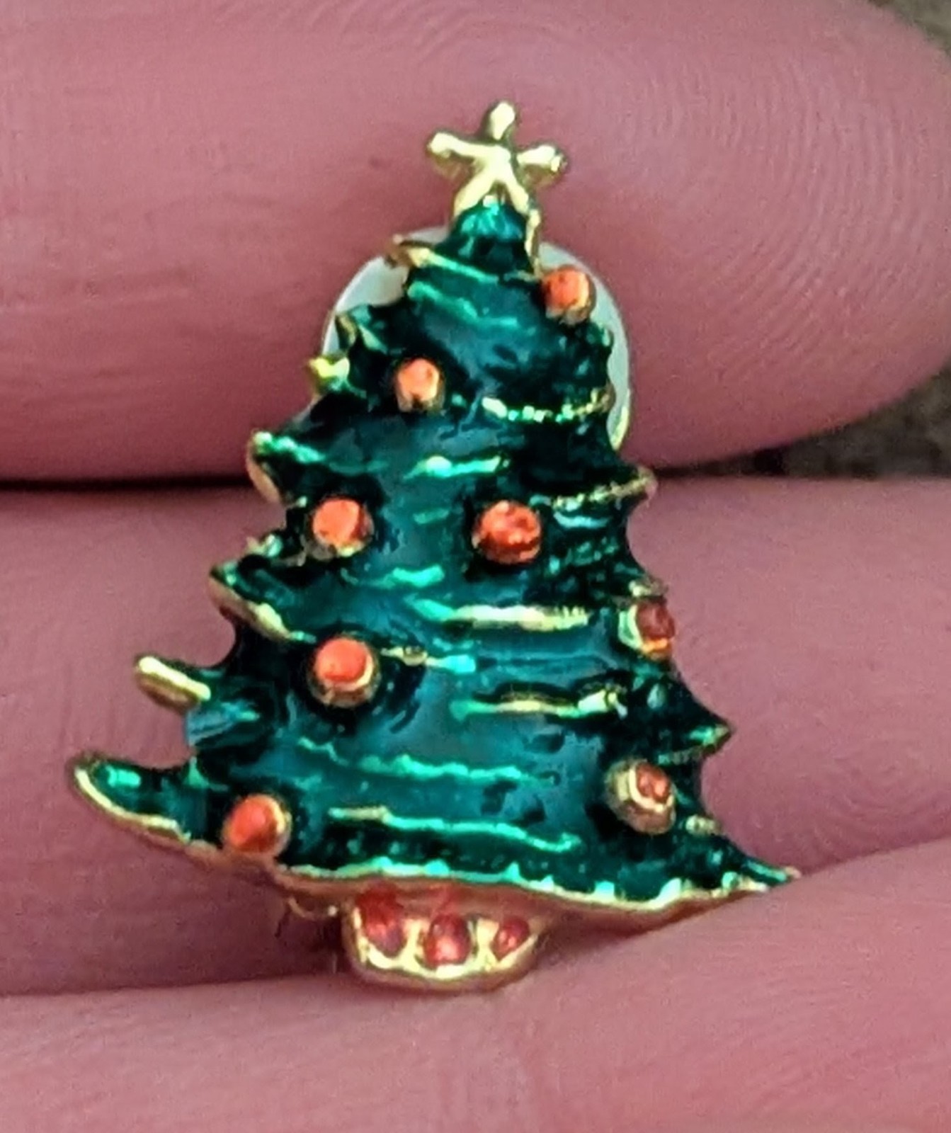 Christmas Tree Earrings Clip On Holiday Winter Gold Tone multicolor ornaments