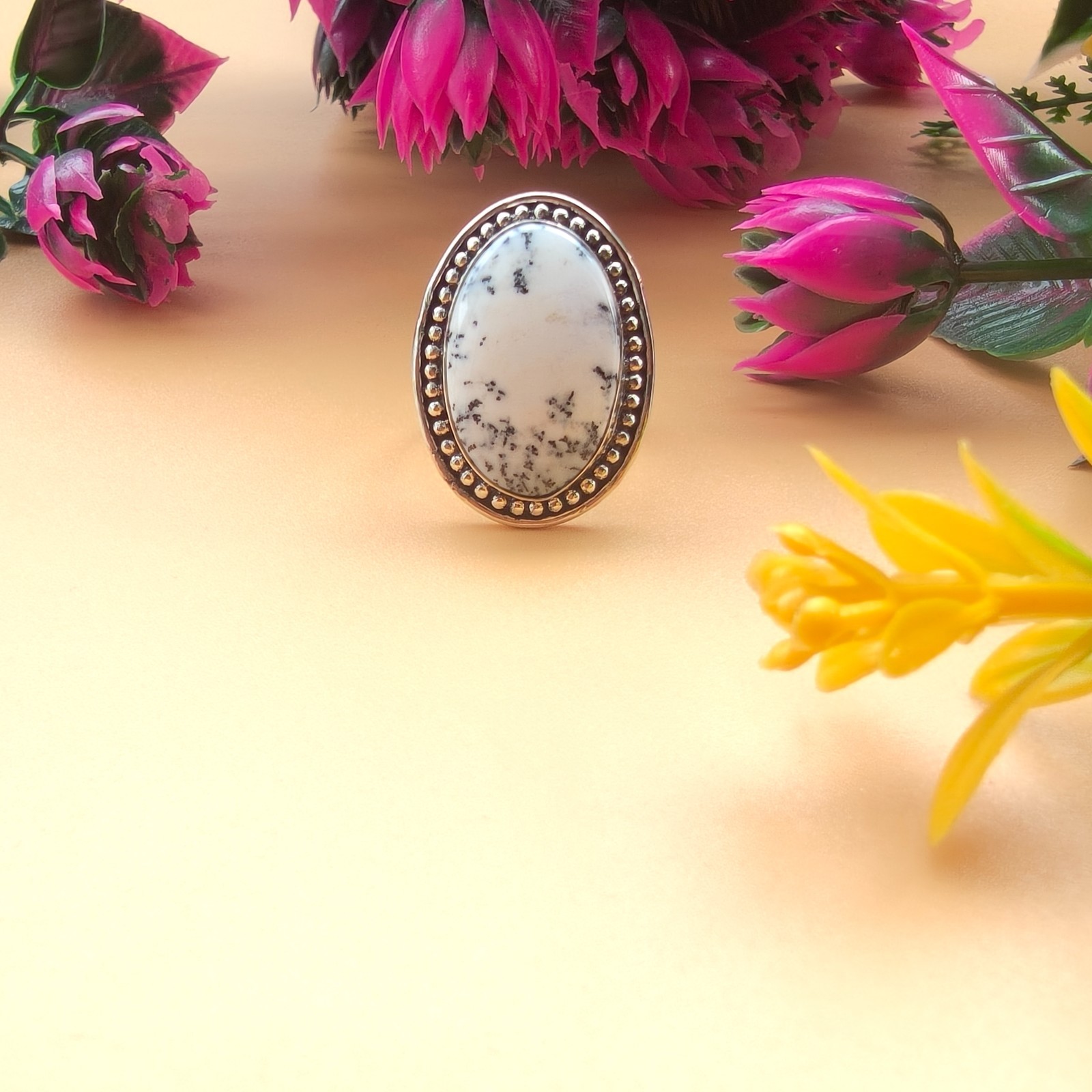 Dendrite Agate Gemstone 925 Silver Handmade Statement Ring Jewelry