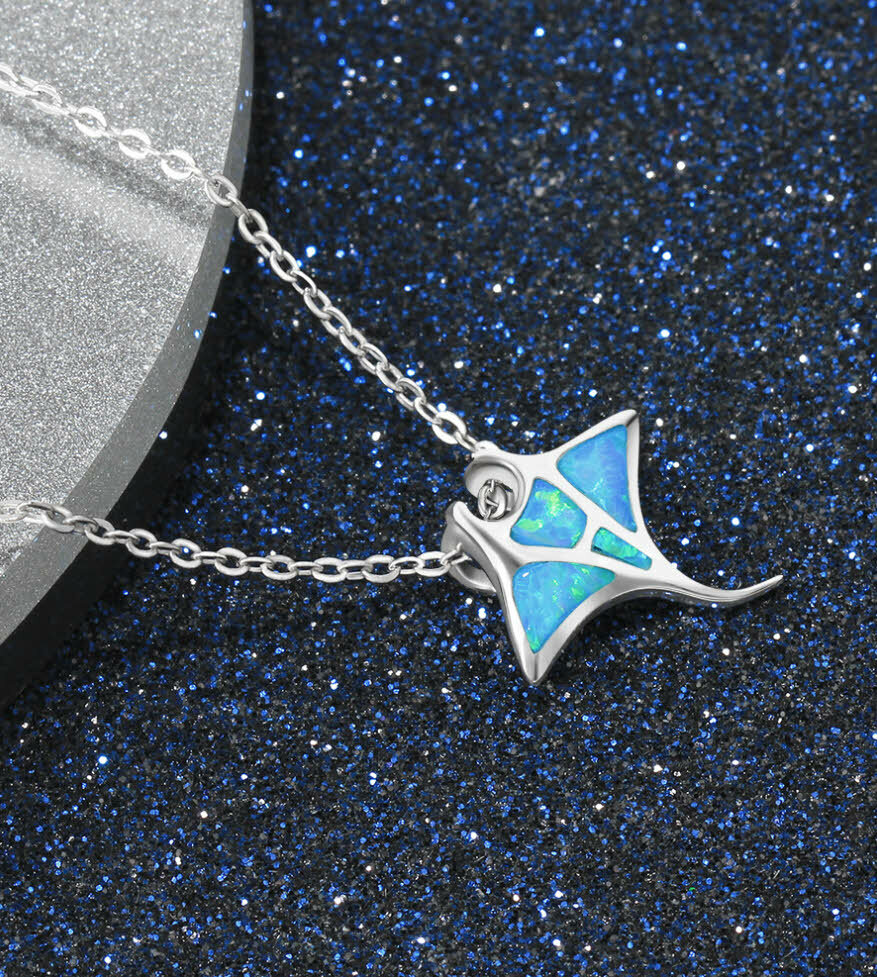 E05 ray power animal of shamans blue sterling silver 925 pendant chain