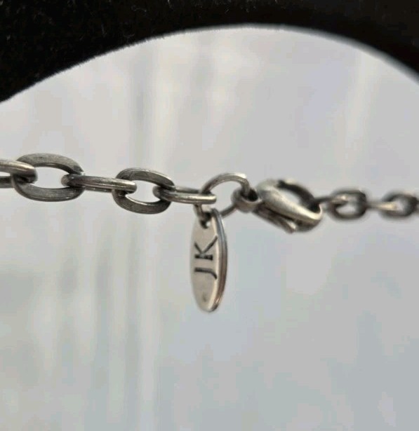 Jewel Kade Silver Tone Green Pendant Necklace Oval Link Chain Lobster Clasp