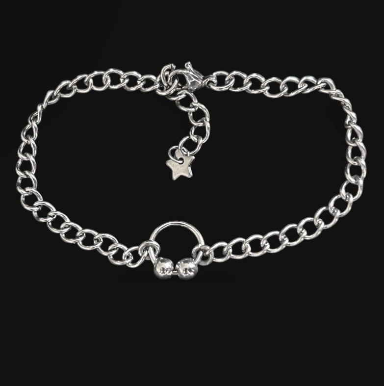 handcrafted stainless steel ring chain bracelet (18cm length)
