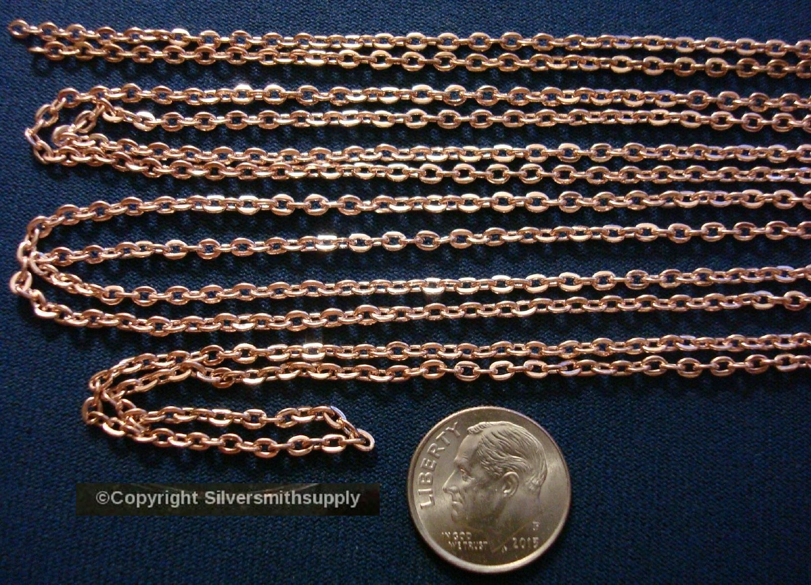 12 Ft lt rose gold plated flat cable chain 3mm x 2mm 1/8″ 13 links per in pch077