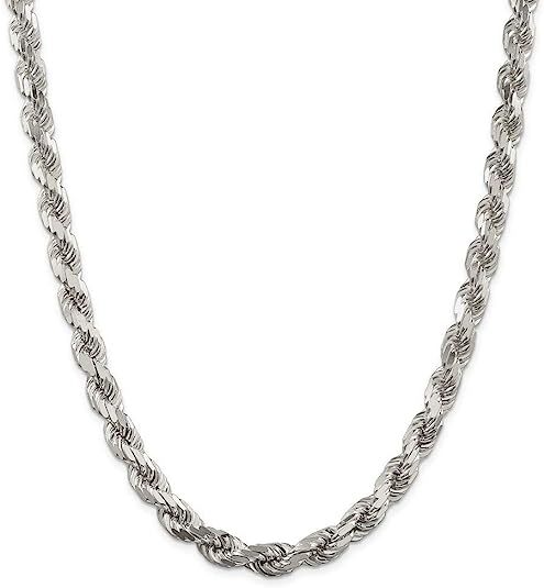 8mm Sterling Silver D/C Rope Chain Necklaces Bracelets Handmade Italy 8 to 30 in