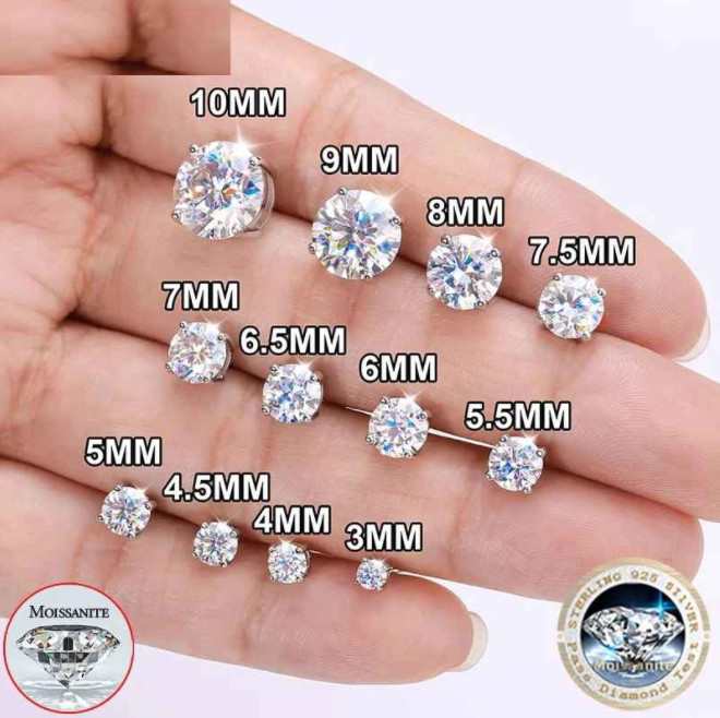 Real 0.1-3CT GRA Test Passed Moissanite Stud Earrings for Women Men S925 Silver