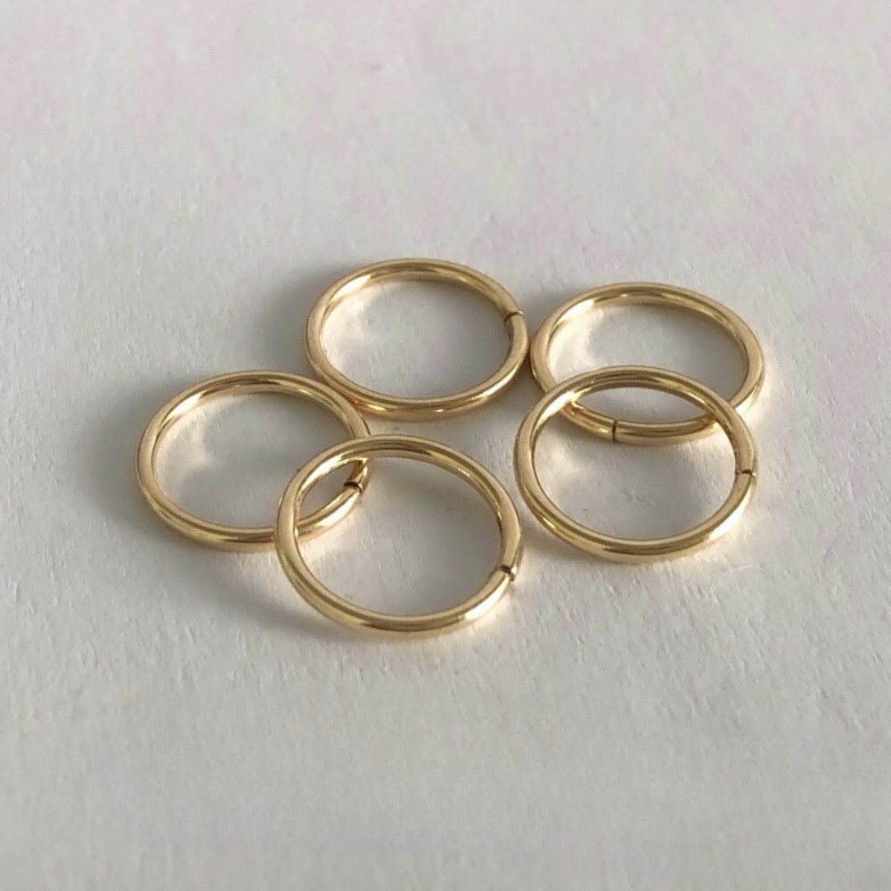 14K Yellow Gold Round Endless Hoop Earrings 1mm Tube Hoops Ear Rings
