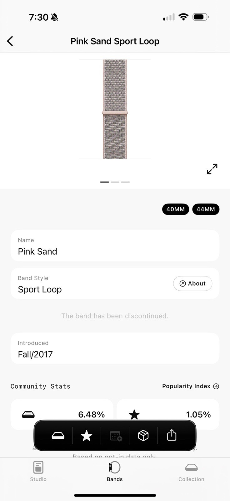 Apple Watch Sport Loop 40mm (38/41) Genuine OEM Pink Sand Used