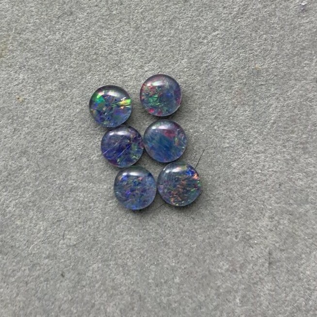Semiprecious Australian Black opal Cabochon triplet 2 pc 4-5mm approx