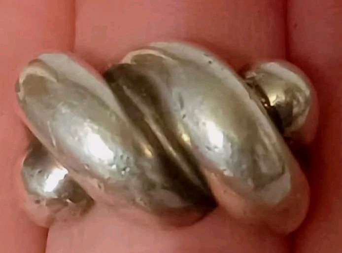 Sterling Silver MCM Modernist Puffy Wave Ring Size 6.75 Retro Heavy 10.7 Grms