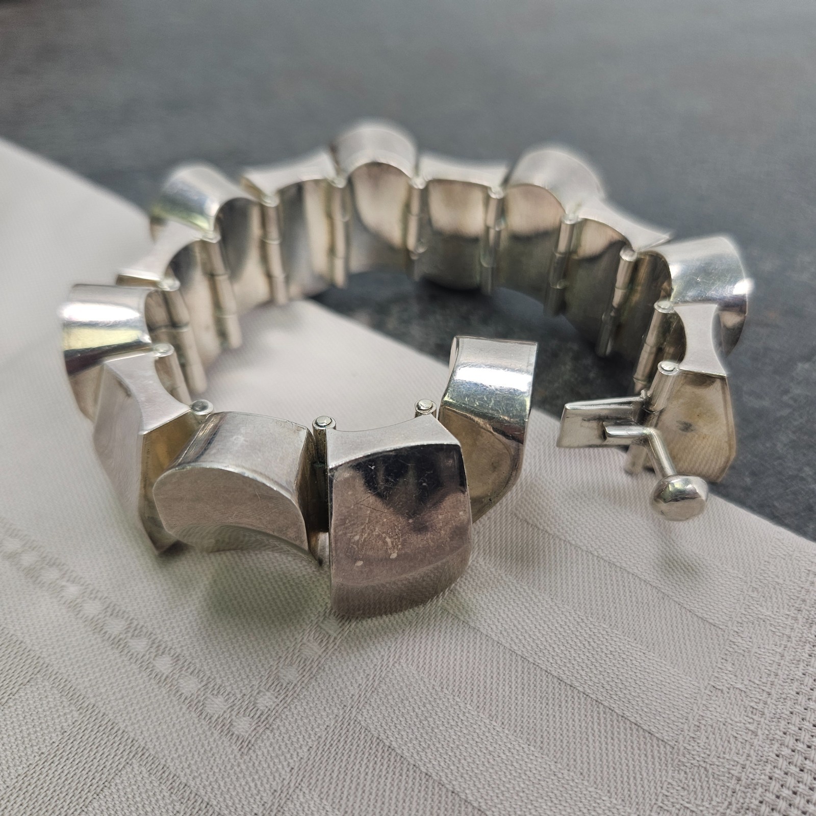 Sterling Silver Taxco Mexico TM-153 Antonio Pineda Design Panel Bracelet 7″