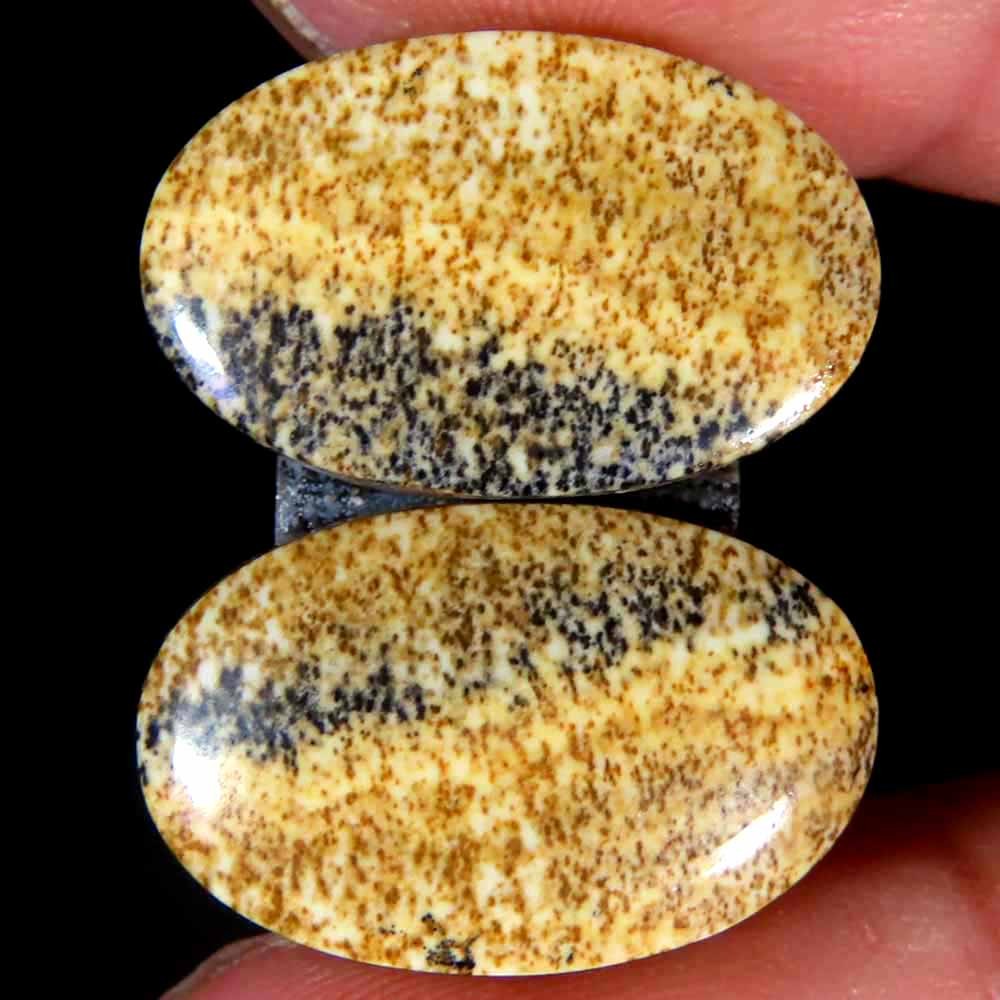20.80Cts.100% Natural Designer Picture Jasper Oval 11x18x5mm cab Pair Gemstone