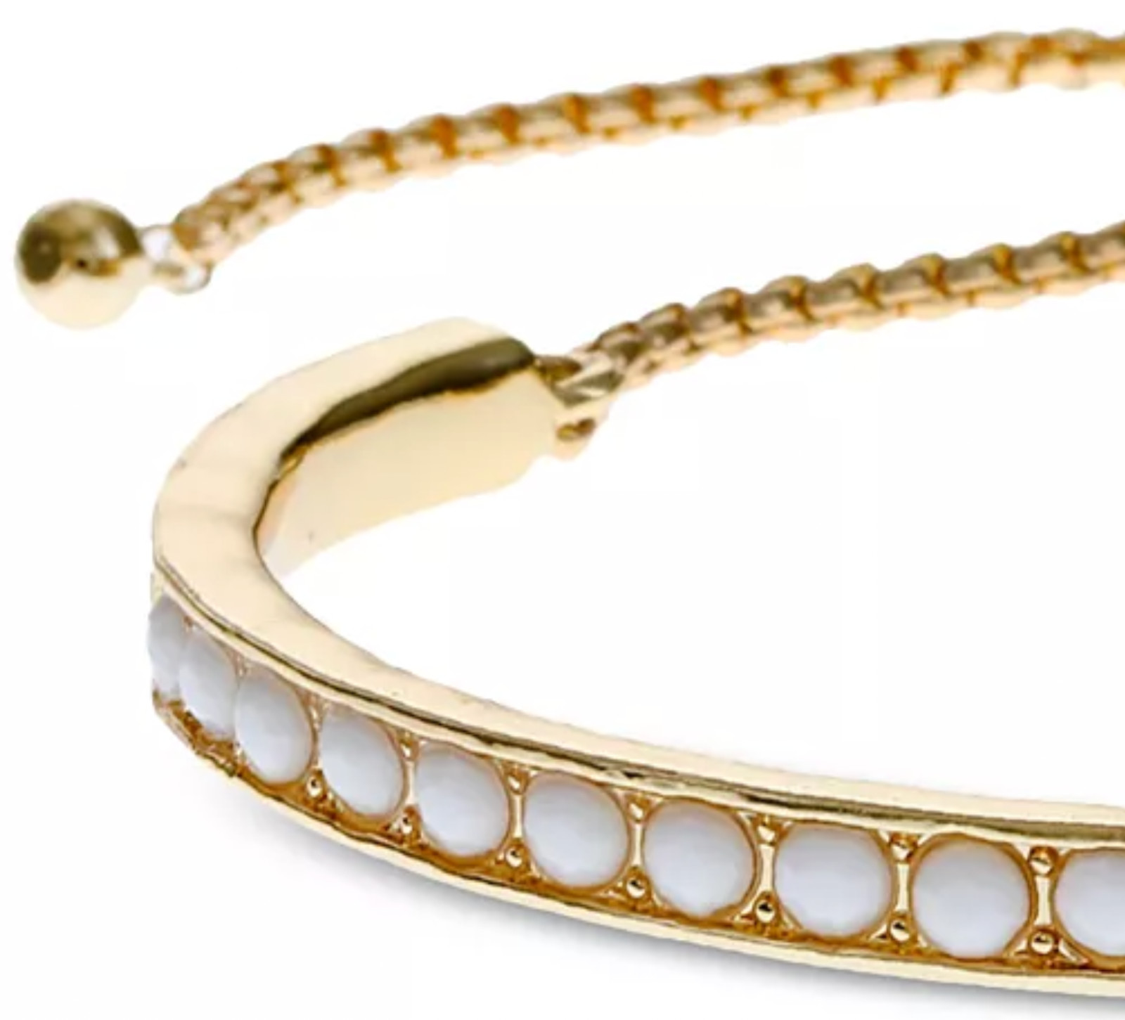 STYLE & CO IMITATION PEARL GOLD-TONE BEADED SLIDER BANGLE BRACELET NWT