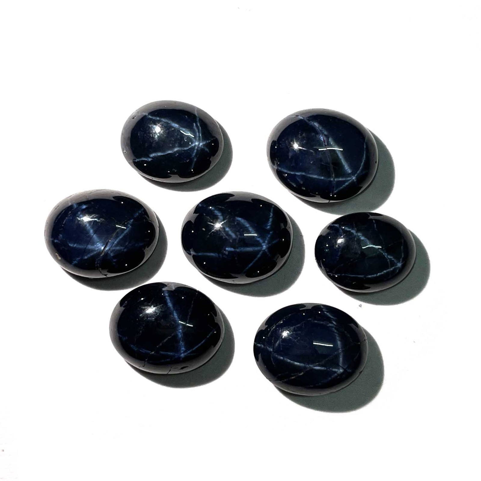 Diffused Star Blue Sapphire Oval Cabochon Loose Gemstone Lot 3 Pcs 8*10 MM 12 CT